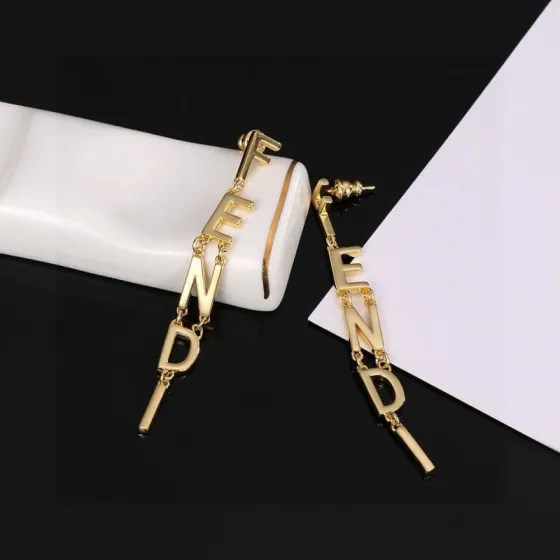 Fendi Fendigraphy Letter Drop Earrings earrings gold-tone metal no accent stones 6 5cm drop length