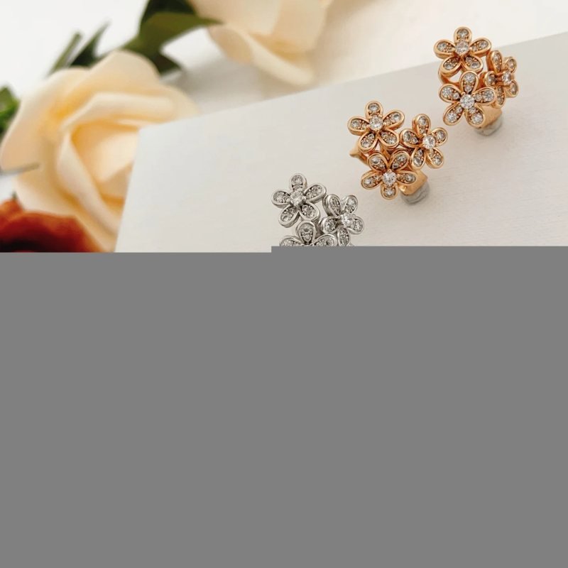 Van Cleef Arpels Socrate earrings Rose gold white gold clear diamond 1 5cm diameter