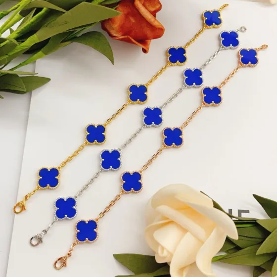 Van Cleef Arpels Alhambra bracelet Yellow gold with blue agate white gold with blue agate rose gold with blue agate 18cm