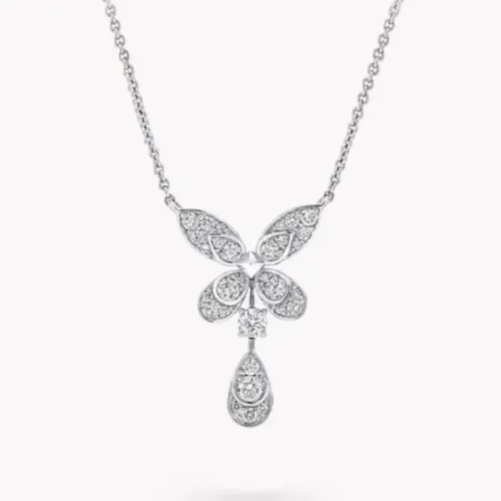 Graff Butterfly necklace Silver-toned metal with white diamonds 45cm