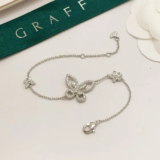 Graff Butterfly Silhouette bracelet white gold with clear diamonds 18cm with 2cm extender