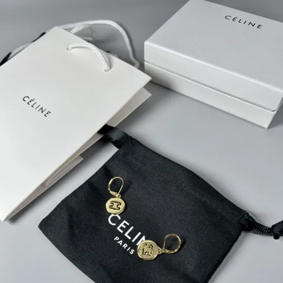 Celine Triomphe Coin Drop Earrings earrings gold-tone metal 1 5cm drop length