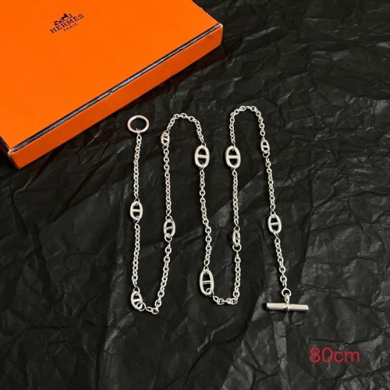 Hermes Farandole necklace silver metal no gemstones 80cm