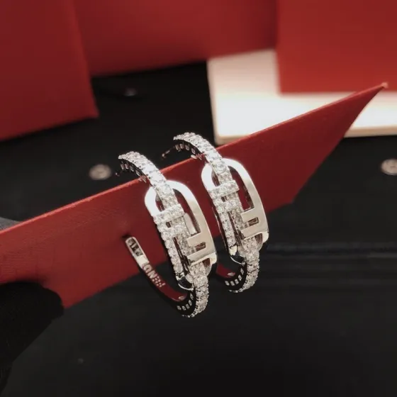 Valentino VLogo Signature Crystal Hoop earrings silver-toned metal with clear crystal accents 2 5cm diameter