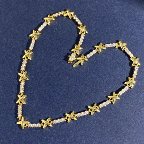 Tiffany X Signature Tennis Bracelet bracelet Gold-toned metal with clear round-cut gemstones Silver-toned metal with clear round-cut gemstones 7 inches