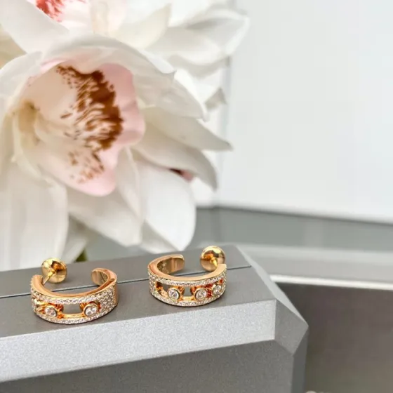 Messika Move Uno earrings rose gold with clear diamonds 12mm hoop diameter