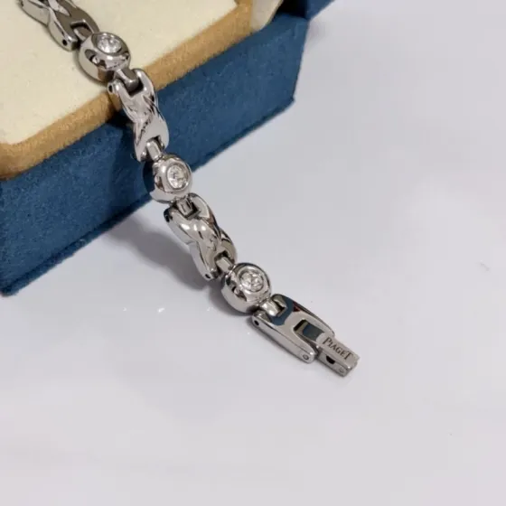 Piaget Possession bracelet silver-toned metal with clear faceted stones 17cm