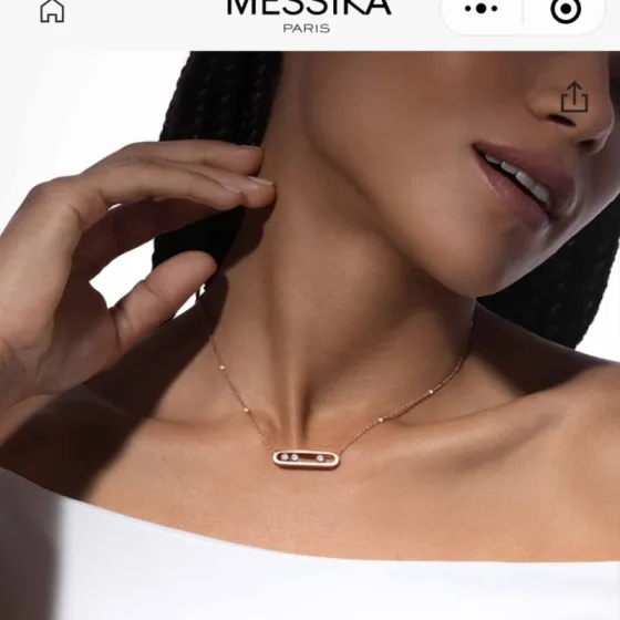 Messika Baby Move necklace Rose gold with white diamonds 42cm