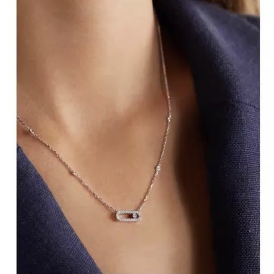 Messika Move Uno necklace Available in 18k rose gold with diamonds 18k white gold with diamonds 18k yellow gold with diamonds 45cm