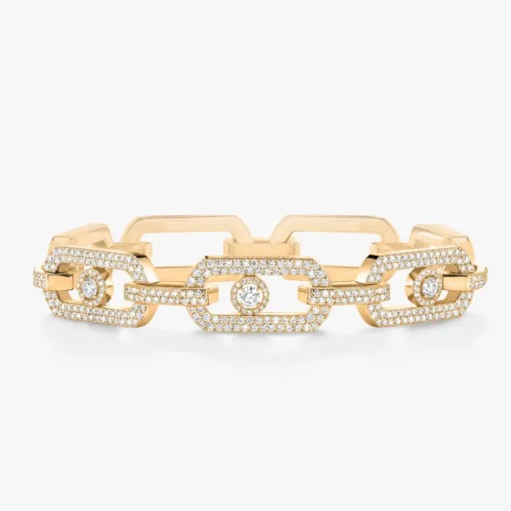 Messika Move Link bracelet 18k yellow gold 18k white gold 18k rose gold with pave white diamonds 17cm