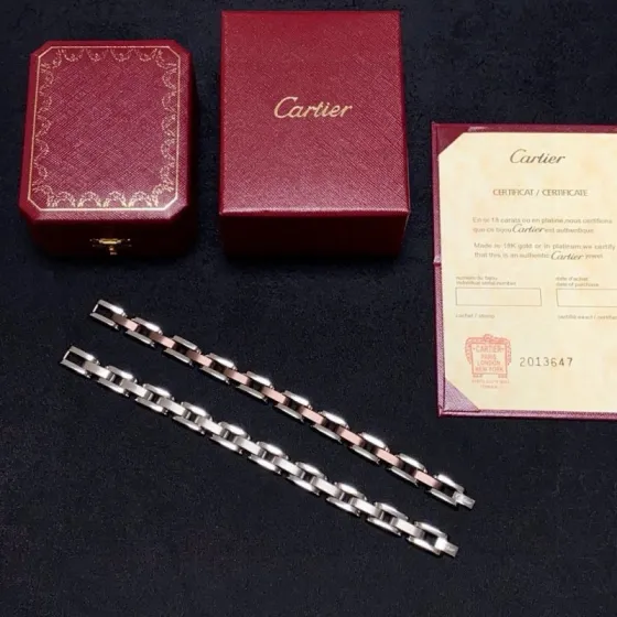 Cartier Skeleton bracelet Two-tone silver and rose gold metal no gemstones 21cm
