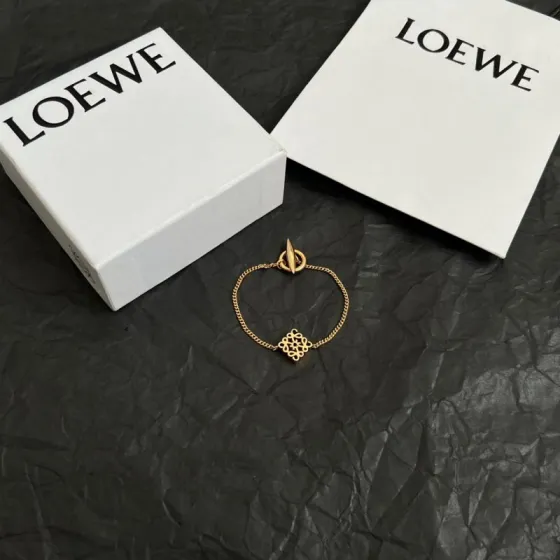 Loewe Anagram bracelet gold tone metal no accent stones 17cm