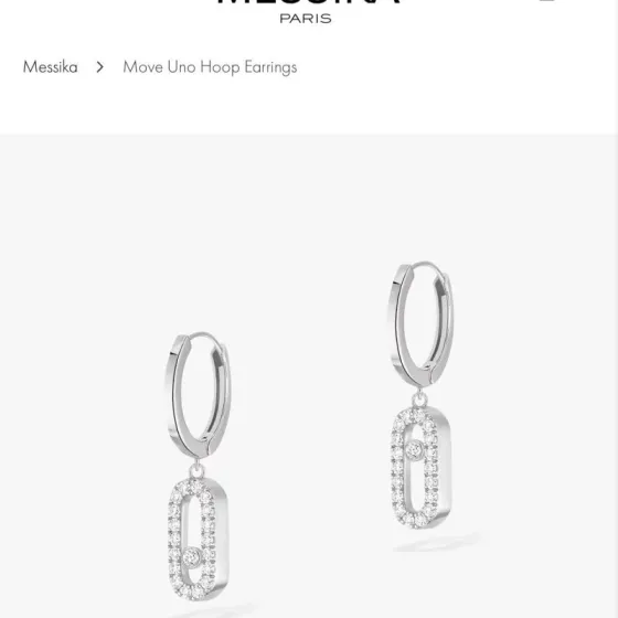 Messika Move Uno Hoop earrings Available in white gold rose gold yellow gold metal options with clear diamond accents 12mm hoop diameter