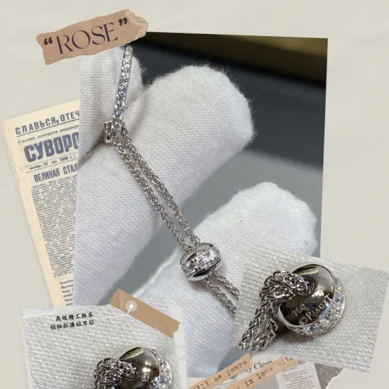 Piaget Possession earrings 18k white gold with clear round diamonds 18k yellow gold with clear round diamonds 4 5cm drop length