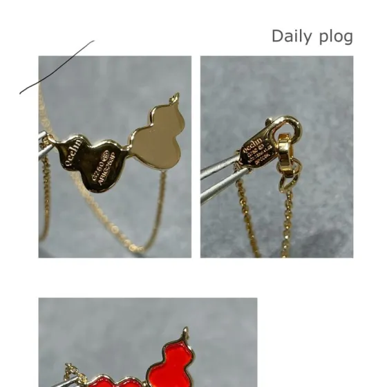 Qeelin Wulu necklace 18K rose gold with red enamel 40cm
