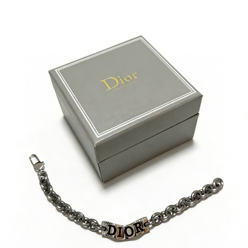 Dior Dior Logo Chain Bracelet bracelet Gunmetal silver-toned metal with dark brown enamel logo detailing 19cm