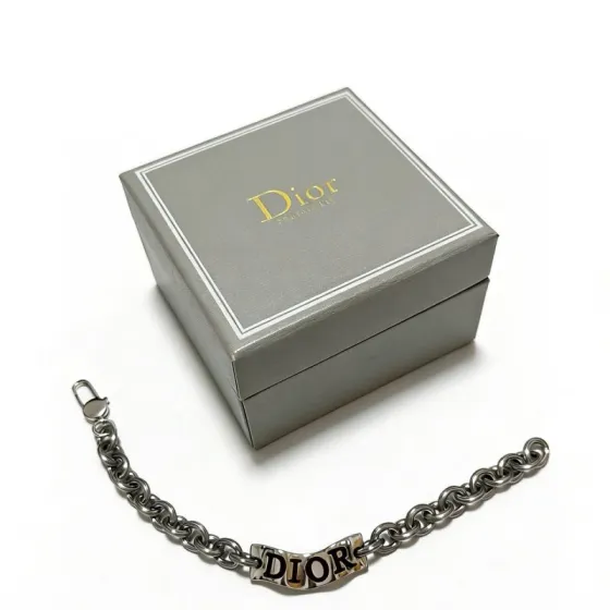 Dior Dior Logo Chain Bracelet bracelet Gunmetal silver-toned metal with dark brown enamel logo detailing 19cm