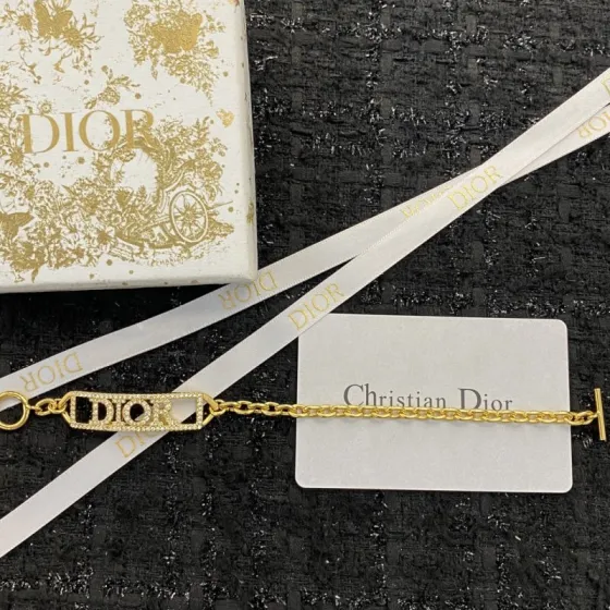 Dior Dior Jewelry Code H477 0257825 bracelet gold-tone metal with clear crystal accents 17cm