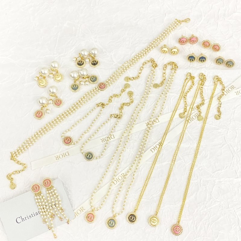 Dior Petit CD Baroque earrings gold-tone metal pink enamel white faux pearl 1 2cm diameter