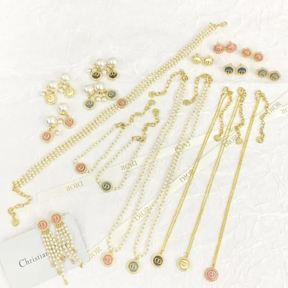 Dior Petit CD Baroque earrings gold-tone metal pink enamel white faux pearl 1 2cm diameter