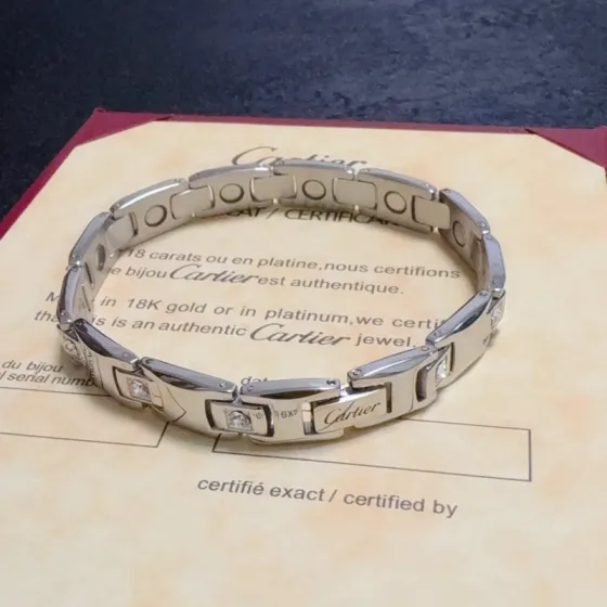 Cartier Maillon Panthere bracelet 14K gold with clear diamond accents 21cm