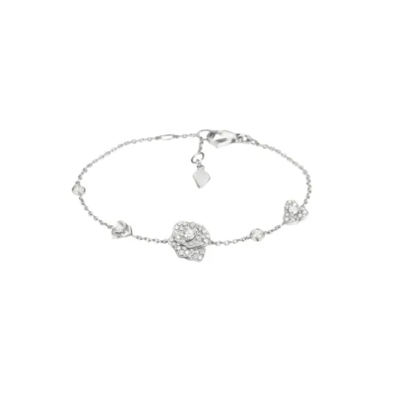 Piaget Piaget Rose bracelet Silver-toned white gold with clear diamonds 17 2cm