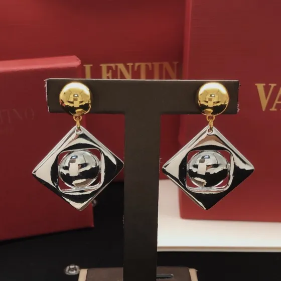 Valentino Two-Tone Geometric Drop Earrings earrings gold-tone metal silver-tone metal 4cm drop length