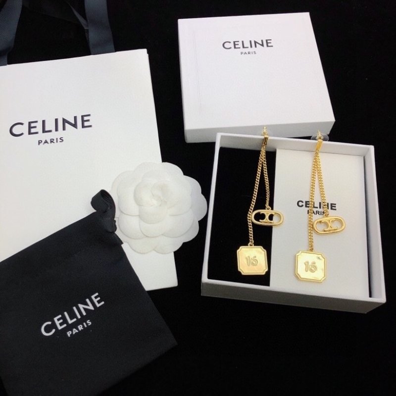 Celine Triomphe 16 Chain Drop Earrings earrings gold-tone metal no gemstones 6cm drop length