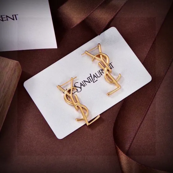 Saint Laurent LE CASSANDRE earrings gold tone metal no gemstones 3 5cm drop length