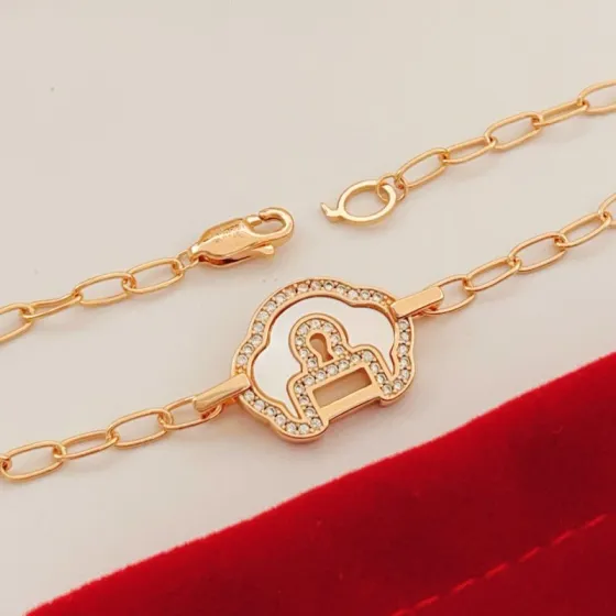 Qeelin Yu Yi bracelet 18K rose gold white mother-of-pearl diamond 17cm