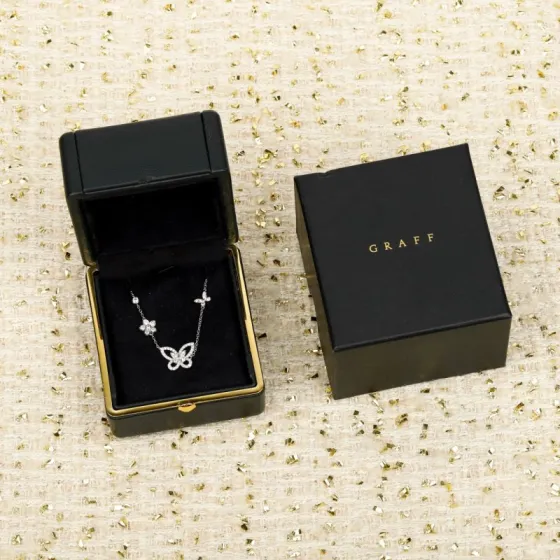 Graff Butterfly and Wild Flower necklace white gold diamond 40cm