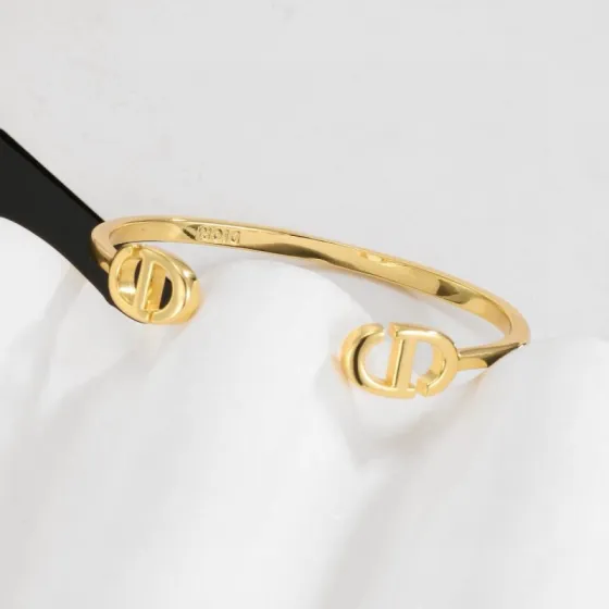 Dior CD Logo Open Cuff bracelet Gold-tone metal no accent stones One Size standard open cuff inner diameter 6cm