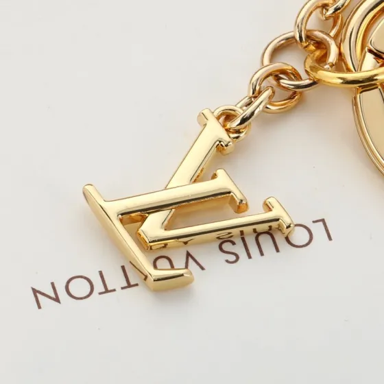 Louis Vuitton Alma Bag Charm Key Holder pendant Gold-tone metal with brown monogram canvas 12cm total length