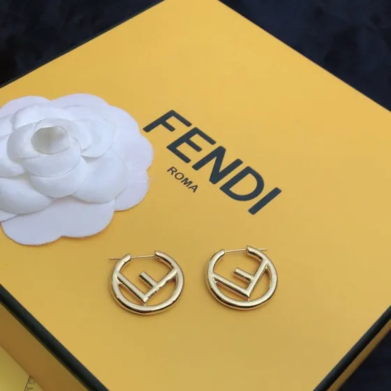 Fendi F Is Fendi earrings gold tone metal 2 5cm diameter