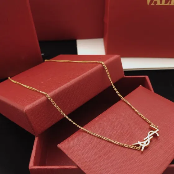 Saint Laurent Cassandre Monogram Pendant Necklace necklace gold-tone metal no gemstones 45cm with 5cm extender