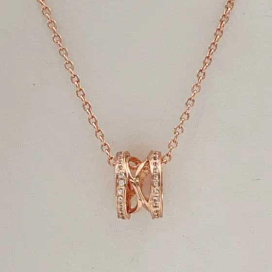 Bvlgari B zero1 necklace Rose gold with clear diamond accents 40-45cm adjustable
