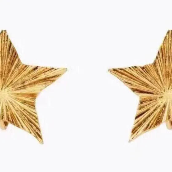 Saint Laurent 1961 Star Stud Earrings earrings Antique gold-tone metal with dark oxidized radial detailing no gemstones One Size approx 2 5cm width per earring