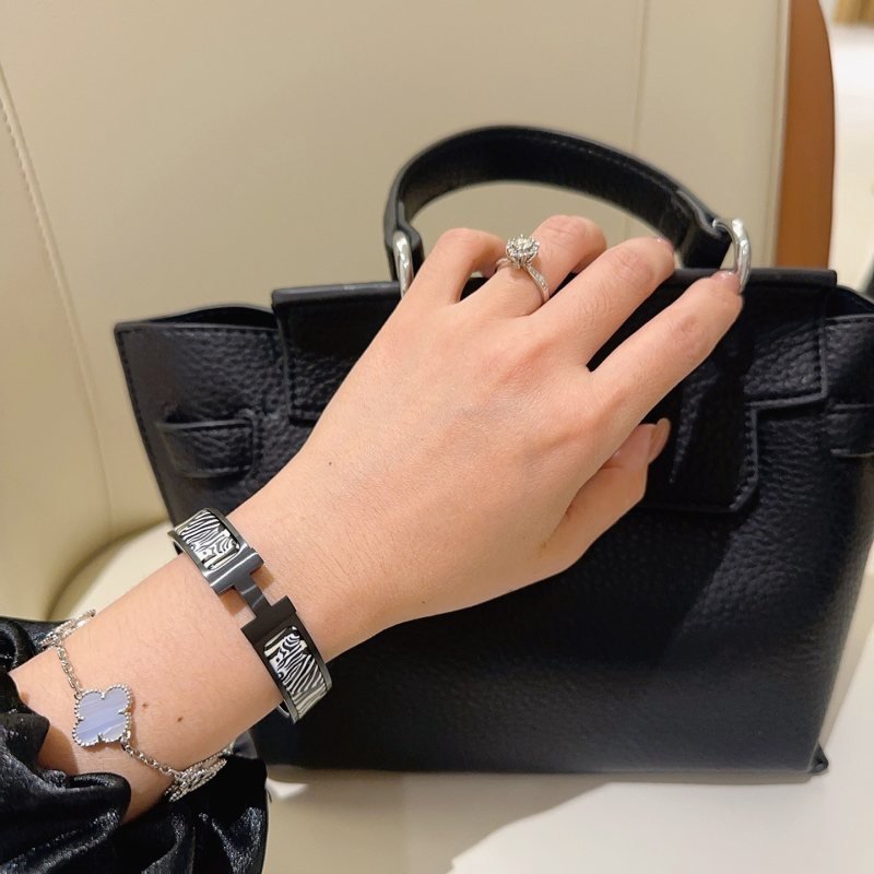 Hermes Clic Clac H Zebra bracelet black metal with black and white zebra enamel 17