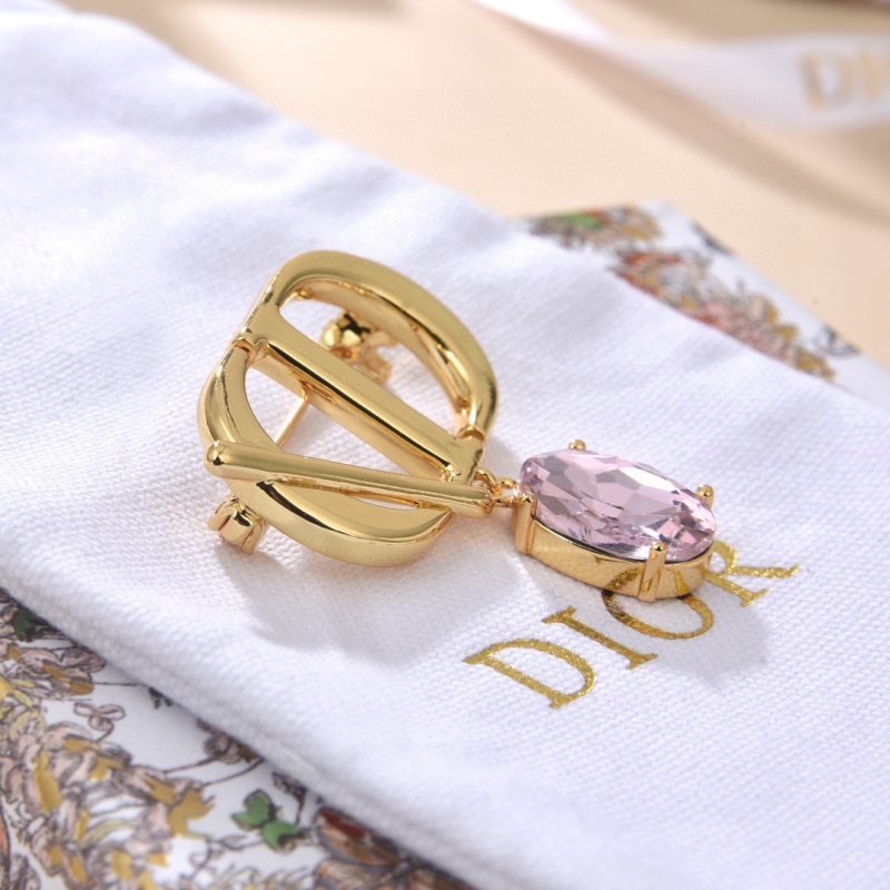 Dior CD Logo Pink Crystal Brooch brooch gold-tone metal light pink faceted crystal 3 5cm width