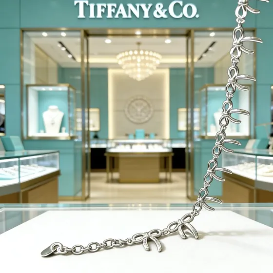 Tiffany Co Bow Link bracelet sterling silver 7 inches