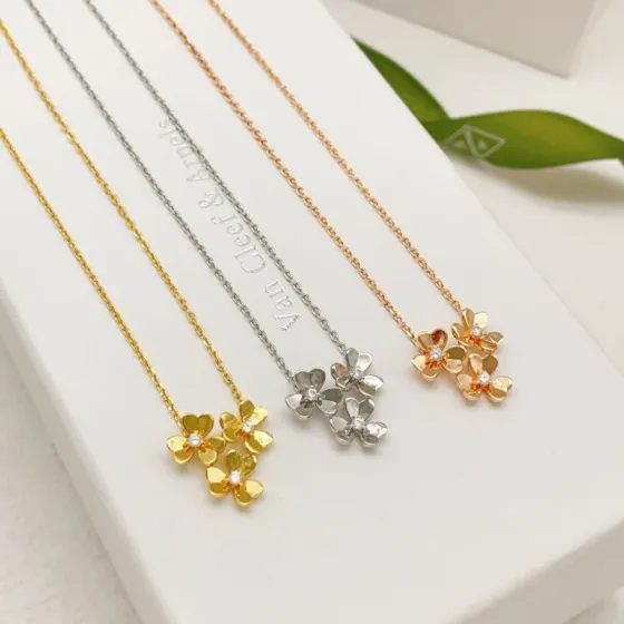 Van Cleef Arpels Frivole necklace Yellow gold with diamond accents white gold with diamond accents rose gold with diamond accents 42cm