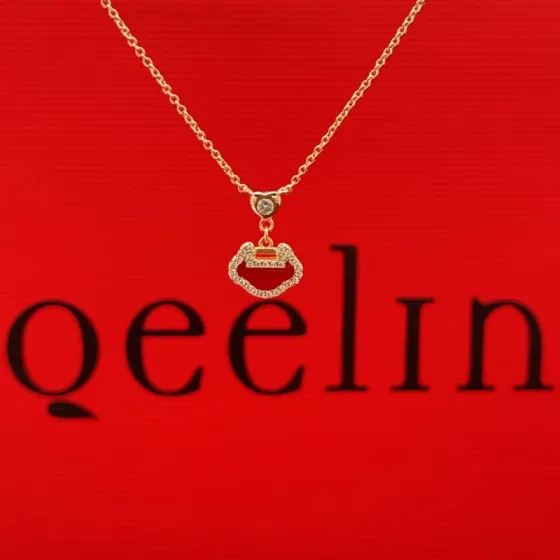 Qeelin Yu Yi necklace 18K rose gold red agate diamond 42cm