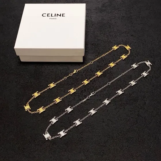 Celine Triomphe Multi Logo Choker necklace Gold-tone metal Silver-tone metal 40cm