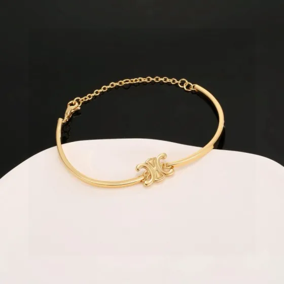 Celine Triomphe bracelet gold tone metal 17cm adjustable