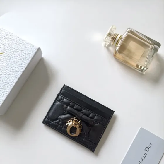 Christian Dior Lady Dior pendant black lambskin with gold-tone metal hardware 10 5 8 0 5cm