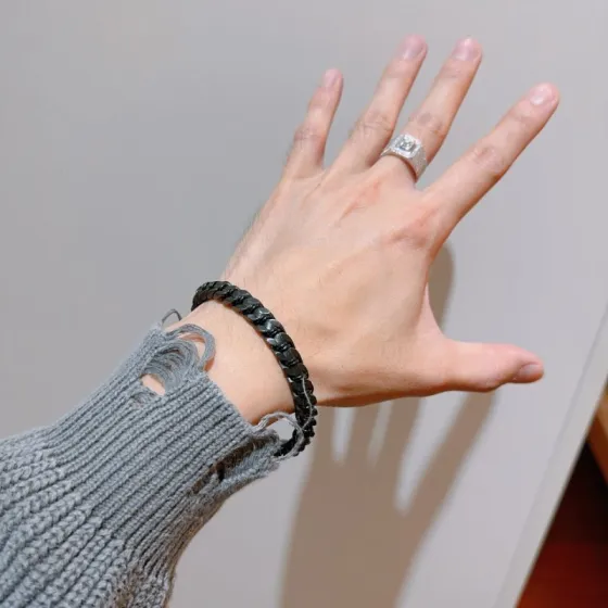 Bvlgari bracelet matte black metal 19cm
