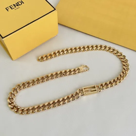 Fendi FF Logo Curb Chain necklace gold-tone metal 45cm