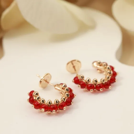 Cartier Clash de Cartier earrings rose gold with red gemstones 12mm hoop diameter