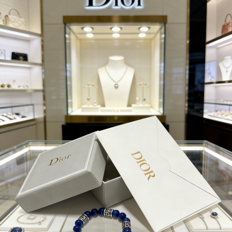 Dior Oblique Beaded Bracelet bracelet Silver-tone metal with deep blue cat s eye beads 19cm