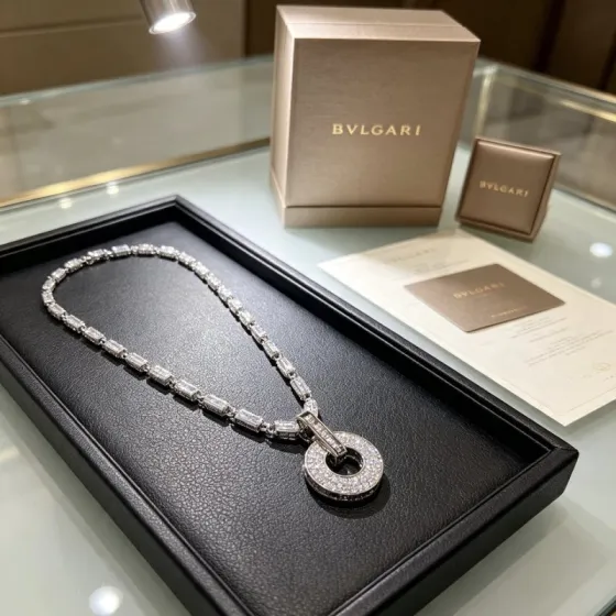 Bvlgari Bvlgari Bvlgari necklace 18k white gold pave set white diamonds 42cm
